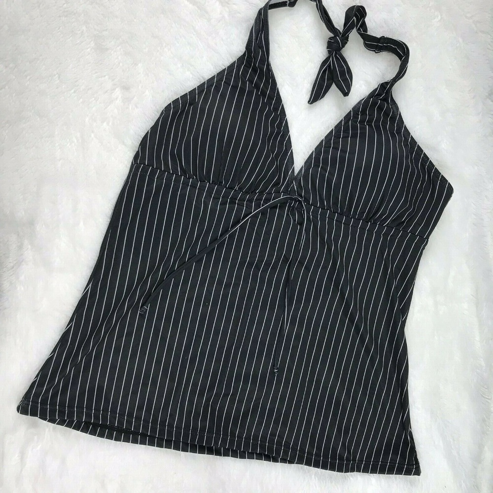 Octopus Beachwear Tankini Top Black White Stripe